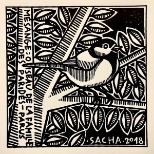 sérigraphie mouette mer paysage graphique noir blanc